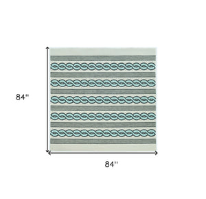 Homeroots 7' X 7' Ivory Tribal Hand Hooked Area Rug  Polypropylene 354100