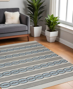 Homeroots 7' X 7' Ivory Tribal Hand Hooked Area Rug  Polypropylene 354100