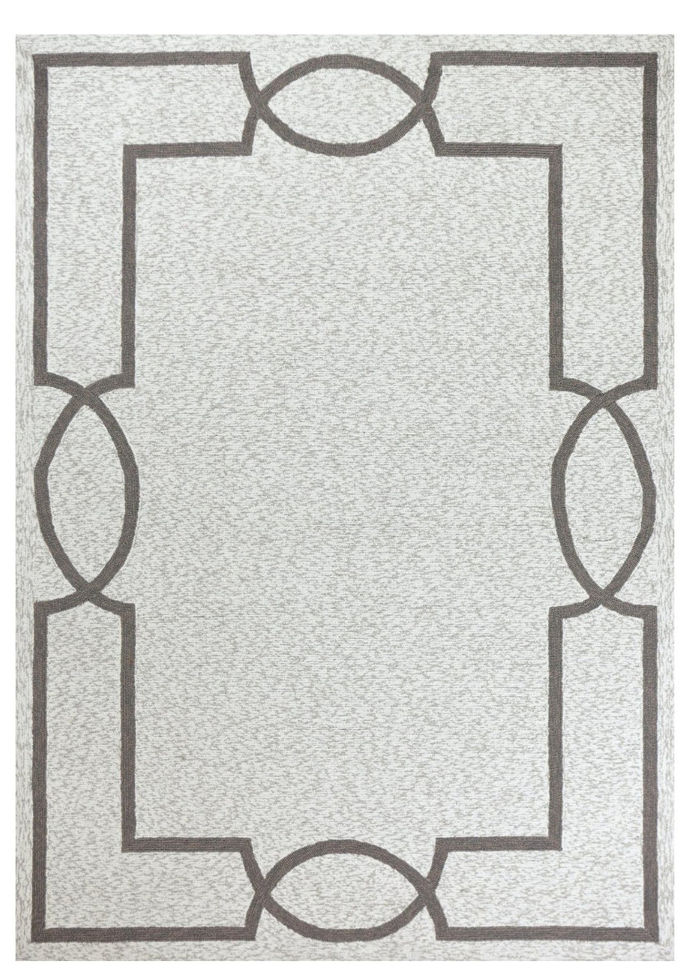 HomeRoots 7' Contemporary Oatmeal Ivory Geometric Hand-Hooked Area Rug for Modern Living Spaces and Decor 7' X 7' 354106