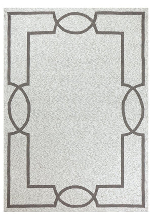 HomeRoots 7' Contemporary Oatmeal Ivory Geometric Hand-Hooked Area Rug for Modern Living Spaces and Decor 7' X 7' 354106