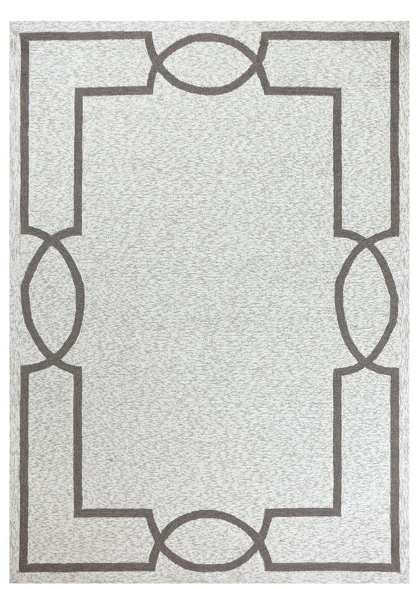 HomeRoots 7' Contemporary Oatmeal Ivory Geometric Hand-Hooked Area Rug for Modern Living Spaces and Decor 7' X 7' 354106