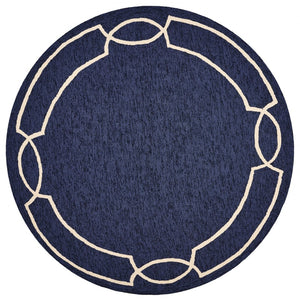HomeRoots 7' Blue and Ivory Geometric Handmade Area Rug for Indoor and Outdoor Spaces, Durable & Stylish 7' Round Round 354107