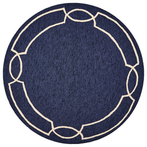 HomeRoots 7' Blue and Ivory Geometric Handmade Area Rug for Indoor and Outdoor Spaces, Durable & Stylish 7' Round Round 354107