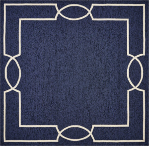 Homeroots 7' X 7' Ocean Blue Hand Hooked Area Rug  Polypropylene 354108
