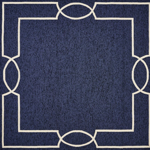 Homeroots 7' X 7' Ocean Blue Hand Hooked Area Rug  Polypropylene 354108