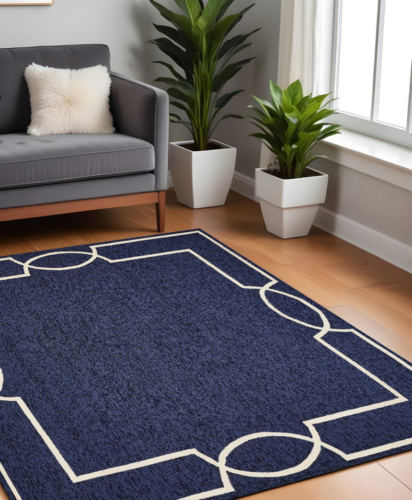 Homeroots 7' X 7' Ocean Blue Hand Hooked Area Rug  Polypropylene 354108