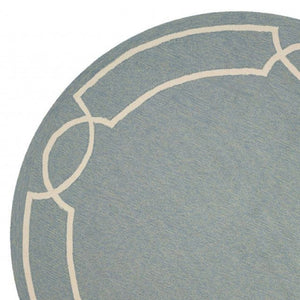 HomeRoots 7' Sky Blue and Ivory Geometric Handmade Area Rug for Indoor and Outdoor Spaces – Stylish & Durable 7' Round Round 354109