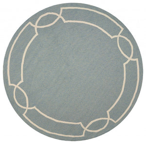 HomeRoots 7' Sky Blue and Ivory Geometric Handmade Area Rug for Indoor and Outdoor Spaces – Stylish & Durable 7' Round Round 354109