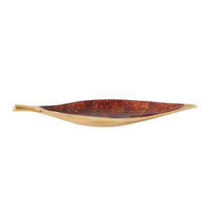 Howard Elliott Sharma Crimson Gold Shallow Leaf Bowl - Captivating Fusion Of Dynamic Lava Hues And Opulent Accents Red Aluminum 35411-howard-elliott
