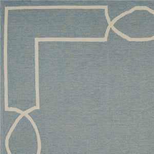 HomeRoots 7' Blue and Ivory Geometric Hand Hooked Area Rug - Modern Artistry for Stylish Spaces and Durability 7' X 7' 354110