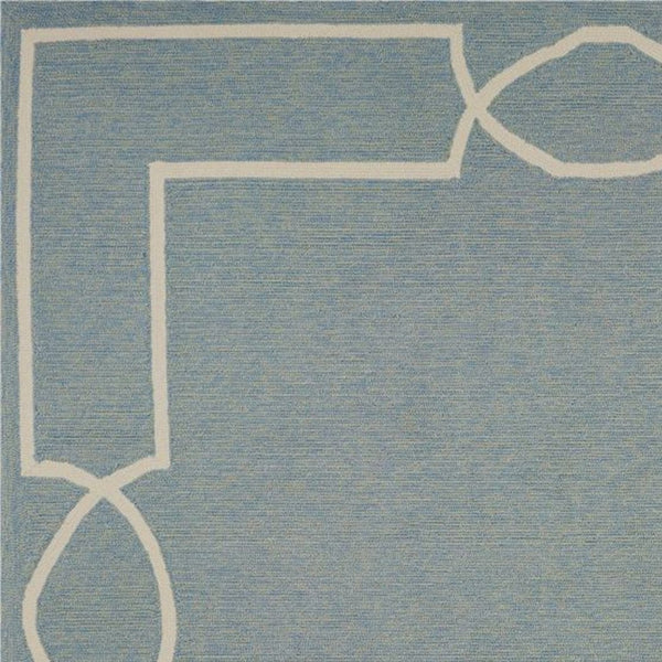 HomeRoots 7' Blue and Ivory Geometric Hand Hooked Area Rug - Modern Artistry for Stylish Spaces and Durability 7' X 7' 354110