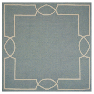 HomeRoots 7' Blue and Ivory Geometric Hand Hooked Area Rug - Modern Artistry for Stylish Spaces and Durability 7' X 7' 354110