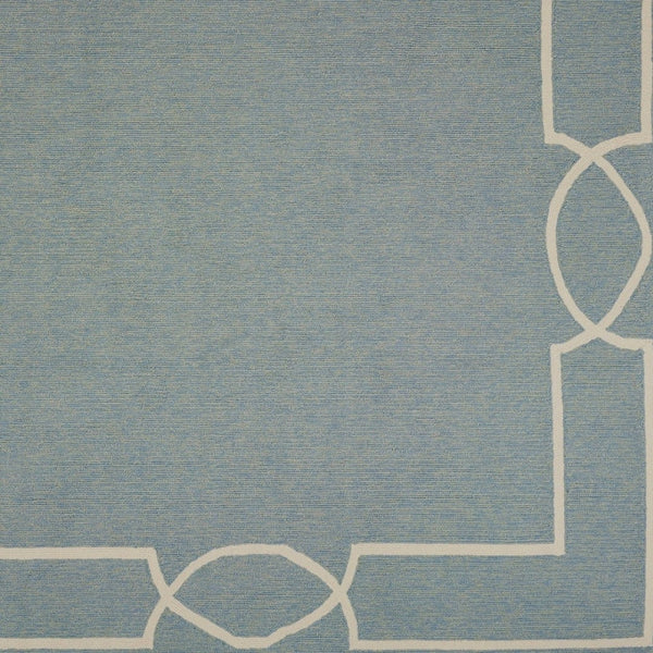 HomeRoots 7' Blue and Ivory Geometric Hand Hooked Area Rug - Modern Artistry for Stylish Spaces and Durability 7' X 7' 354110