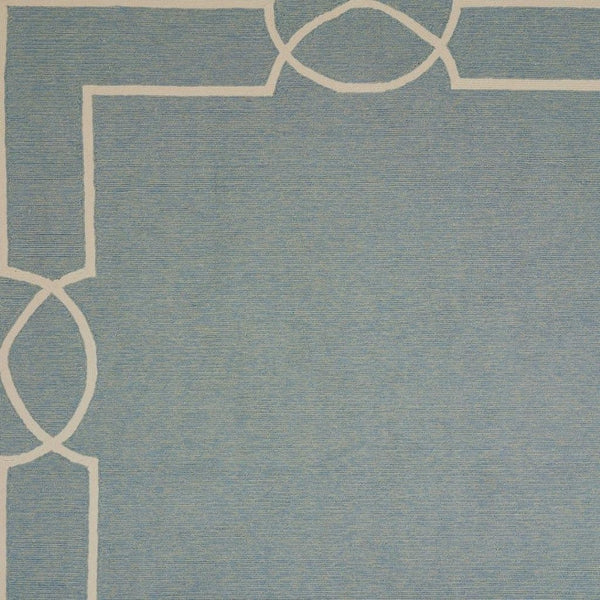 HomeRoots 7' Blue and Ivory Geometric Hand Hooked Area Rug - Modern Artistry for Stylish Spaces and Durability 7' X 7' 354110