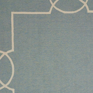HomeRoots 7' Blue and Ivory Geometric Hand Hooked Area Rug - Modern Artistry for Stylish Spaces and Durability 7' X 7' 354110