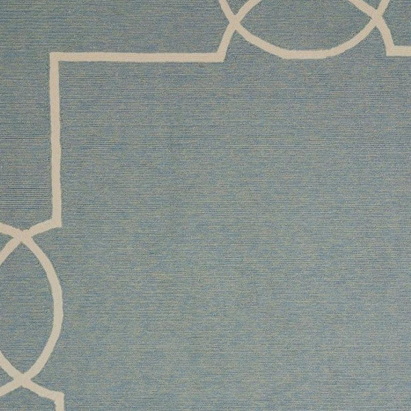 HomeRoots 7' Blue and Ivory Geometric Hand Hooked Area Rug - Modern Artistry for Stylish Spaces and Durability 7' X 7' 354110