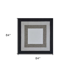 Homeroots 7' X 7' Gray Geometric Hand Hooked Area Rug  Polypropylene 354116