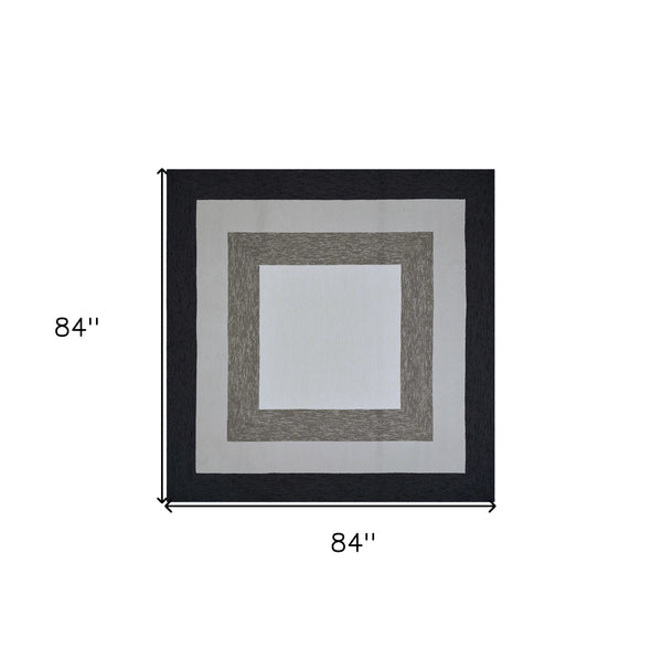 Homeroots 7' X 7' Gray Geometric Hand Hooked Area Rug  Polypropylene 354116