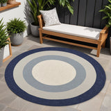 Stylish Navy Blue Outdoor Rug - Geometric Design for Indoor & Outdoor Spaces, Versatile Decor