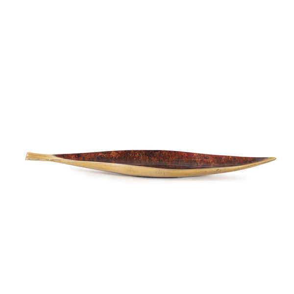 Howard Elliott Sharma Crimson Gold Shallow Leaf Bowl - Captivating Fusion Of Dynamic Lava Hues And Opulent Accents Red Aluminum 35412-howard-elliott
