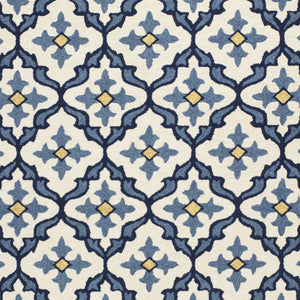 HomeRoots 5' Elegant Ivory and Blue Moroccan Area Rug for Indoor and Outdoor Spaces, Durable and Chic Design 8' Round 354121