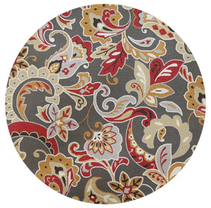 HomeRoots 3'' Floral Hand-Tufted Area Rug in Taupe, Red, and Gray - Durable, Stylish, Perfect for Cozy Spaces 7' Round 354122