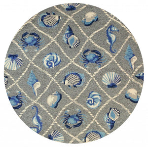HomeRoots 8' Gray Abstract Area Rug - Stylish Indoor/Outdoor Design, Durable, Easy to Clean, Perfect for Any Space 8' Round 354125