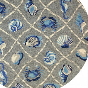 HomeRoots 8' Gray Abstract Area Rug - Stylish Indoor/Outdoor Design, Durable, Easy to Clean, Perfect for Any Space 8' Round 354125