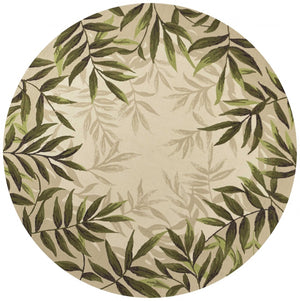 HomeRoots 8' Handmade Beige Floral Area Rug - Durable Indoor/Outdoor Comfort for Any Space, Low Maintenance Style 8' Round 354127