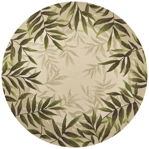 HomeRoots 8' Handmade Beige Floral Area Rug - Durable Indoor/Outdoor Comfort for Any Space, Low Maintenance Style 8' Round 354127