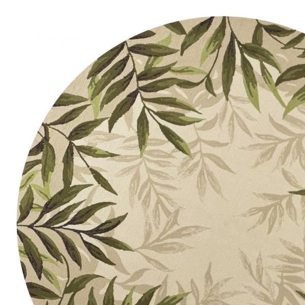 HomeRoots 8' Handmade Beige Floral Area Rug - Durable Indoor/Outdoor Comfort for Any Space, Low Maintenance Style 8' Round 354127