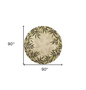 HomeRoots 8' Handmade Beige Floral Area Rug - Durable Indoor/Outdoor Comfort for Any Space, Low Maintenance Style 8' Round 354127