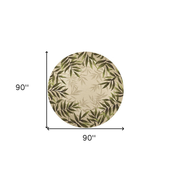 HomeRoots 8' Handmade Beige Floral Area Rug - Durable Indoor/Outdoor Comfort for Any Space, Low Maintenance Style 8' Round 354127