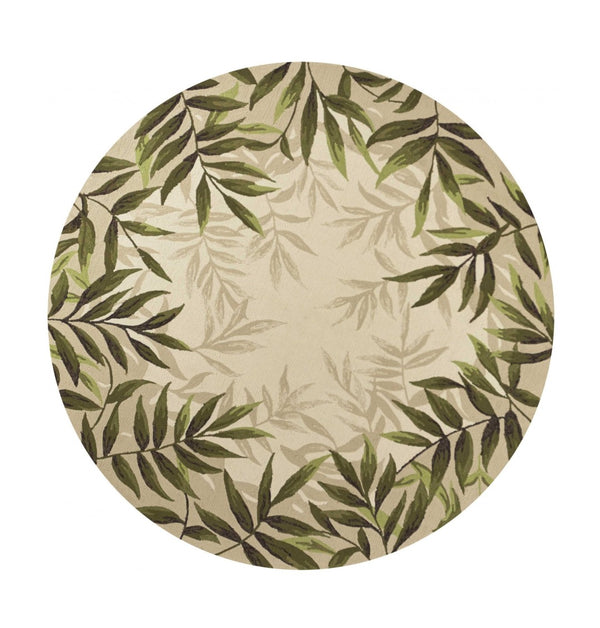 HomeRoots 8' Handmade Beige Floral Area Rug - Durable Indoor/Outdoor Comfort for Any Space, Low Maintenance Style 8' Round 354127