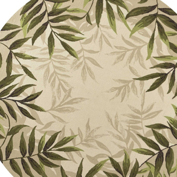 HomeRoots 8' Handmade Beige Floral Area Rug - Durable Indoor/Outdoor Comfort for Any Space, Low Maintenance Style 8' Round 354127