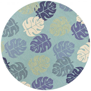 HomeRoots 7' Hand-Tufted Botanical Area Rug in Turquoise and Ivory – Elegant, Plush, and Durable Accent for Home 7' Round 354128