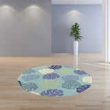 Homeroots 7' Round Uv Treated Polypropylene Turquoise Area Rug  Polypropylene 354128