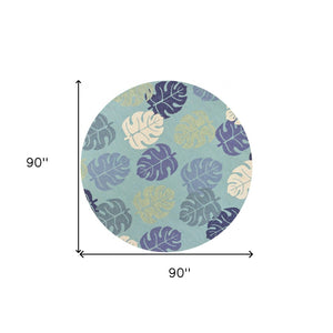 HomeRoots 7' Hand-Tufted Botanical Area Rug in Turquoise and Ivory – Elegant, Plush, and Durable Accent for Home 7' Round 354128