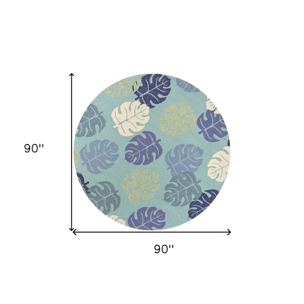 HomeRoots 7' Hand-Tufted Botanical Area Rug in Turquoise and Ivory – Elegant, Plush, and Durable Accent for Home 7' Round 354128