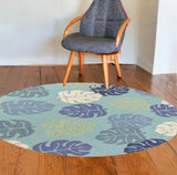 Homeroots 7' Round Uv Treated Polypropylene Turquoise Area Rug  Polypropylene 354128