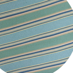 HomeRoots 8' Handmade Blue Striped Area Rug - Coastal-Inspired Design for Indoor & Outdoor Spaces, Durable Style 8' Round 354129