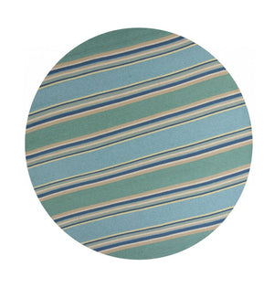 HomeRoots 8' Handmade Blue Striped Area Rug - Coastal-Inspired Design for Indoor & Outdoor Spaces, Durable Style 8' Round 354129