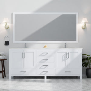 English Elm White Double Bath Vanity With Carrara Marble Top, Ample Storage & 2 Matching Mirrors For Elegance B2731S00838-GIGA