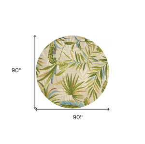 Homeroots 7' Round Uv Treated Polypropylene Sand Area Rug  Polypropylene 354133