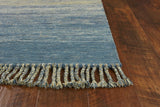 Homeroots 5' X 8' Blue And Ivory Wool Ombre Hand Woven Area Rug Ocean Wool 354137