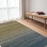 Hand Woven Blue and Ivory Ombre Area Rug - 5ft x 8ft Rectangle for Stylish Living Spaces