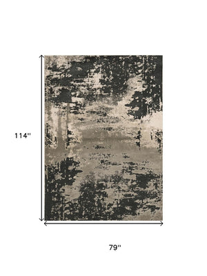 HomeRoots 7' Black and Silver Abstract Area Rug – Modern Design for Stylish Comfort in High-Traffic Spaces 6' X 9' 354140