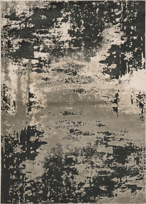 HomeRoots 7' Black and Silver Abstract Area Rug – Modern Design for Stylish Comfort in High-Traffic Spaces 6' X 9' 354140