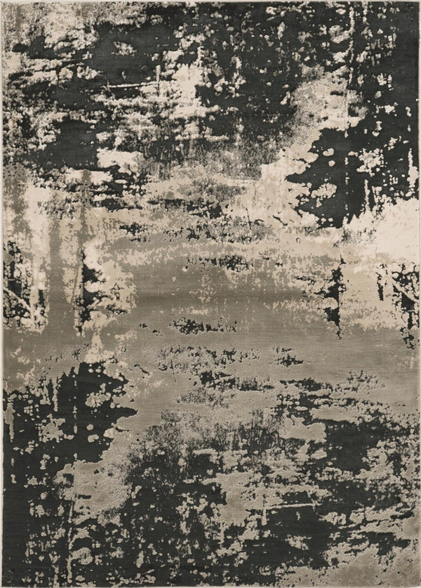HomeRoots 7' Black and Silver Abstract Area Rug – Modern Design for Stylish Comfort in High-Traffic Spaces 6' X 9' 354140