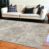 Homeroots 6' X 9'  Polyester Sand Silver Area Rug  Polyester 354142